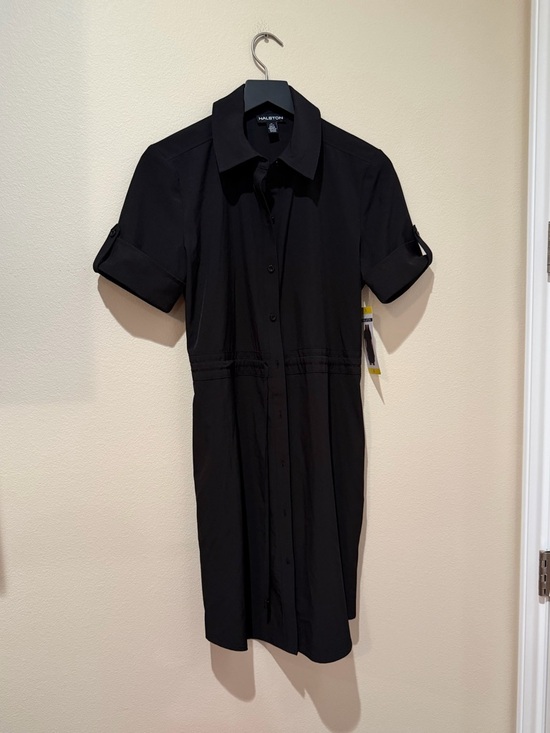Halston Heritage Dresses & Skirts - NWT Halston Heritage Black Button-Front Midi Shirt Dress